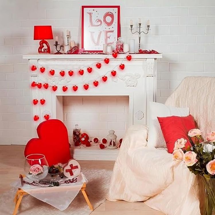 Decorative LED heart garland lights for wedding and anniversary events