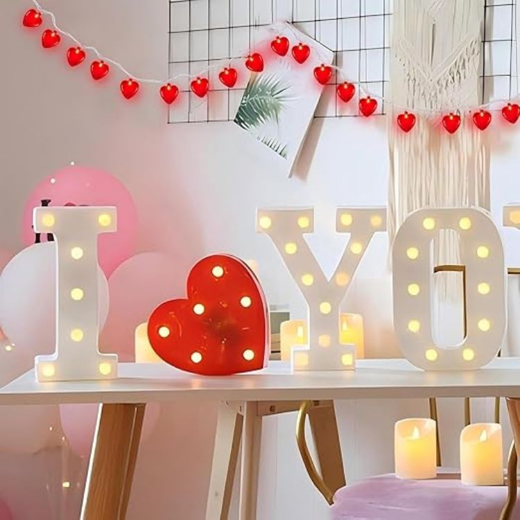 LED heart garland lights for Valentine parties and celebrations