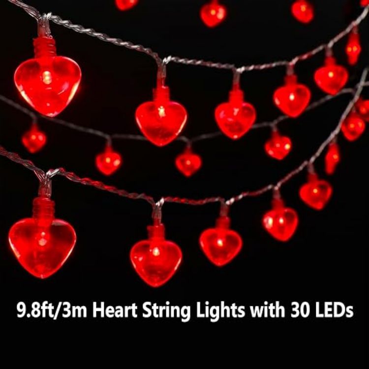 Battery operated heart LED garland lights for Valentine’s Day decoration