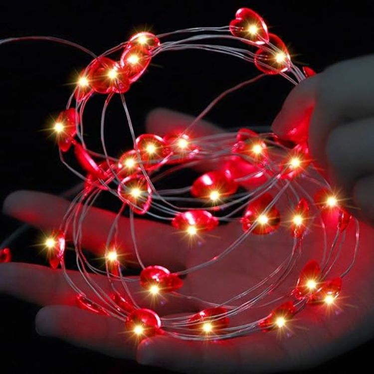 Warm white battery operated Valentine fairy lights for indoor decoration