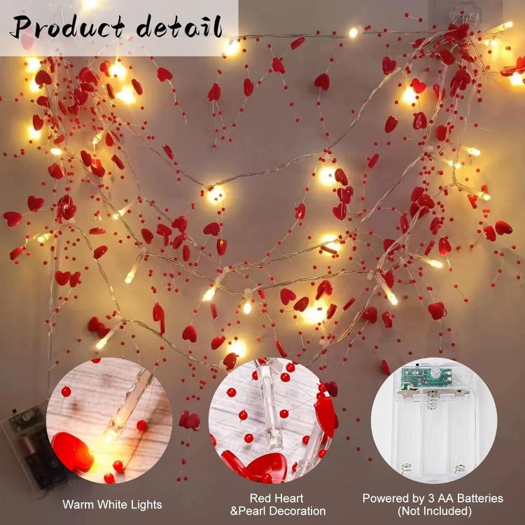 Indoor battery powered Valentine LED decorative string lights