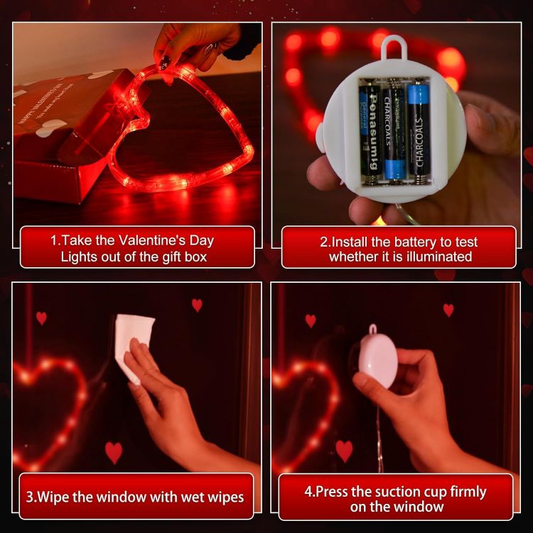 51 LED red heart window light decoration for indoor use