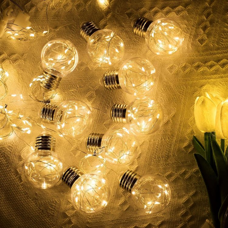 Picture of Wishing Ball Curtain Lights 200 LED Window Curtain Lights with Remote Timer, USB Battery Powered Twinkle Globe Fairy Lights for Wedding Party Bedroom Christmas Decoration (Warm White) 