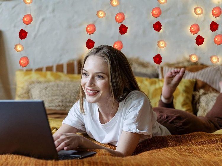 Battery operated artificial rose string lights