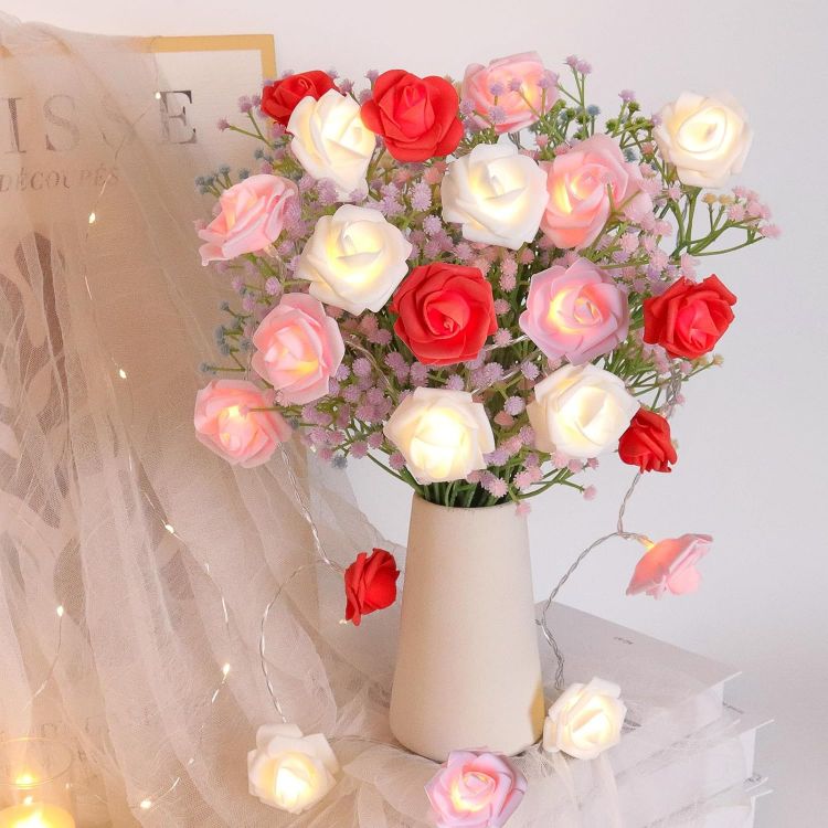 Artificial rose LED lights for party decoration