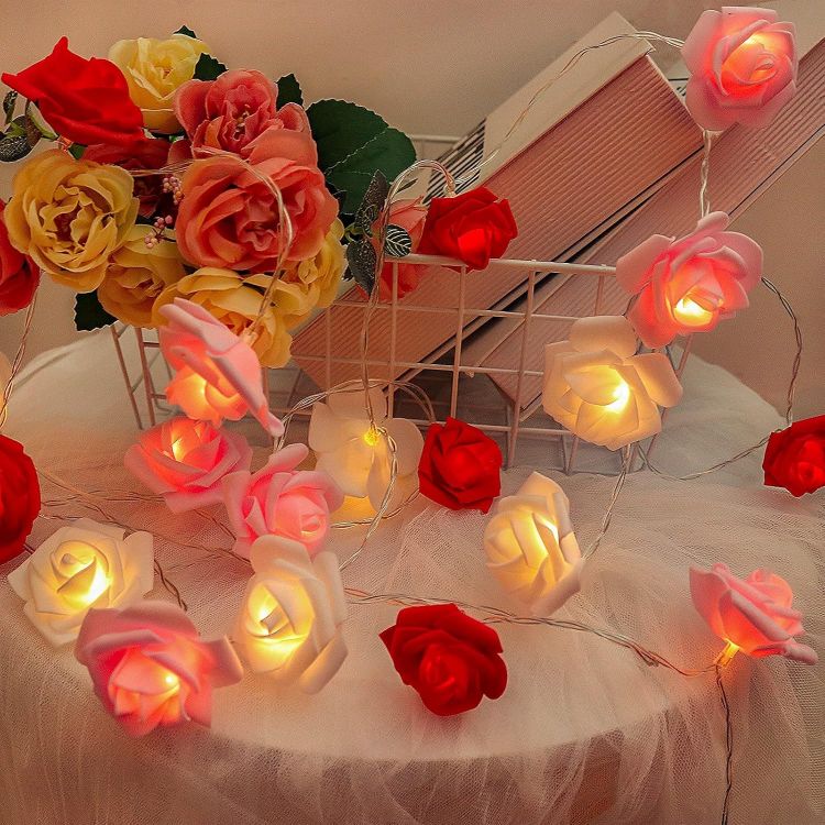Romantic battery operated rose garland lights