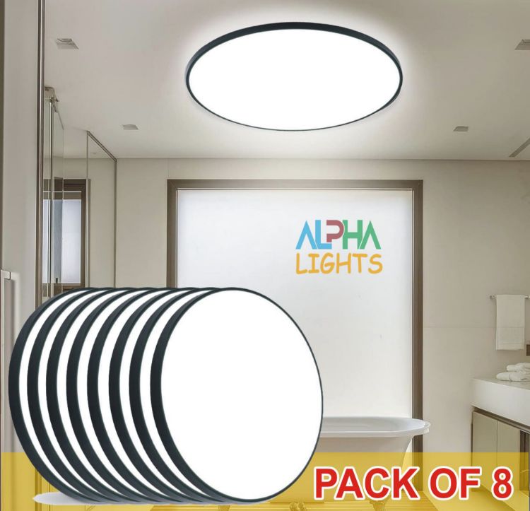 Picture of 4 Pack Modern Black LED Ceiling Light - 18W, 1500LM, Daylight White 4000K, Ideal for Bathrooms, Living Rooms, and Bedrooms