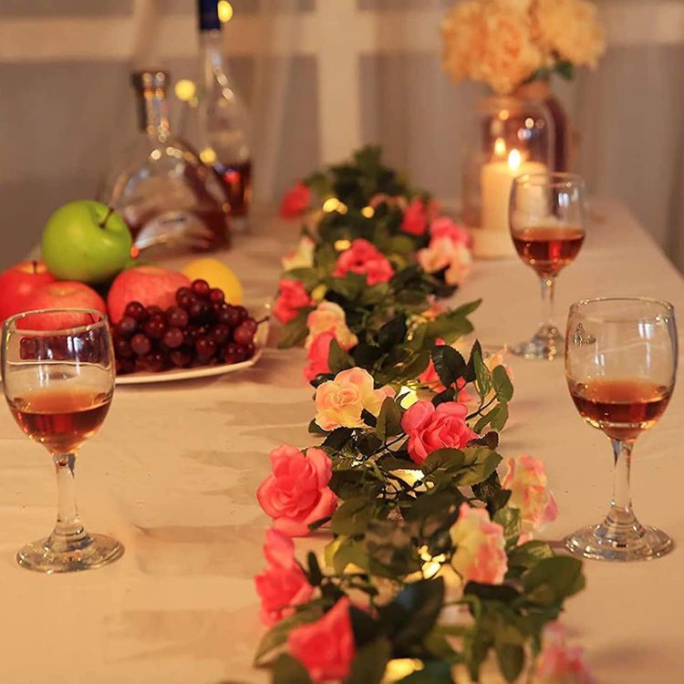 Battery operated artificial flower vine lights