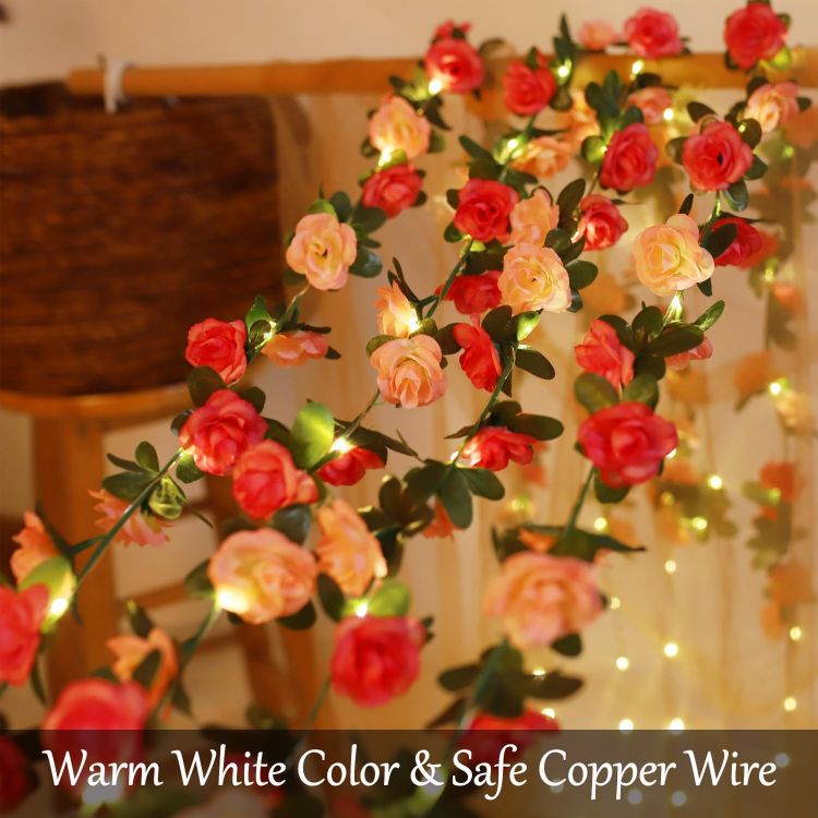 Romantic LED flower garland lights for decoration