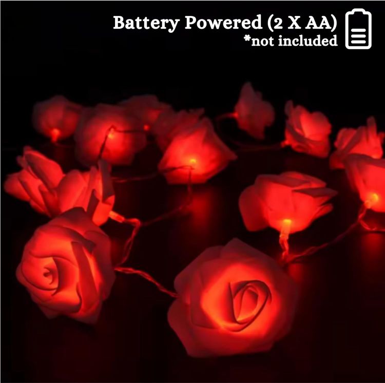 Red rose LED lights for anniversary décor