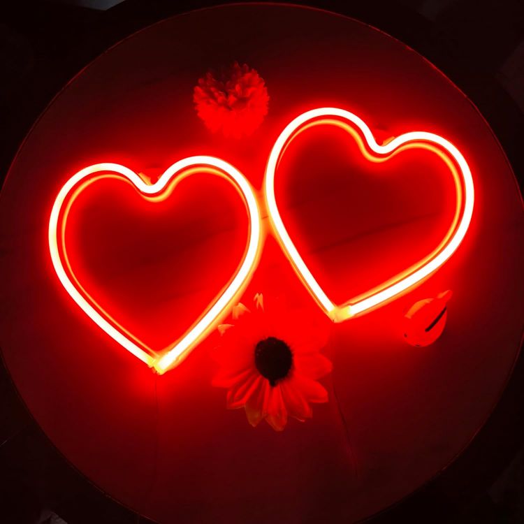Red LED heart neon wall light