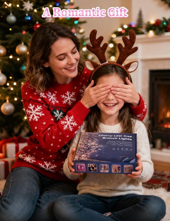 Installation accessories including mounting clips and adhesive tape for easy DIY cherry blossom light setup