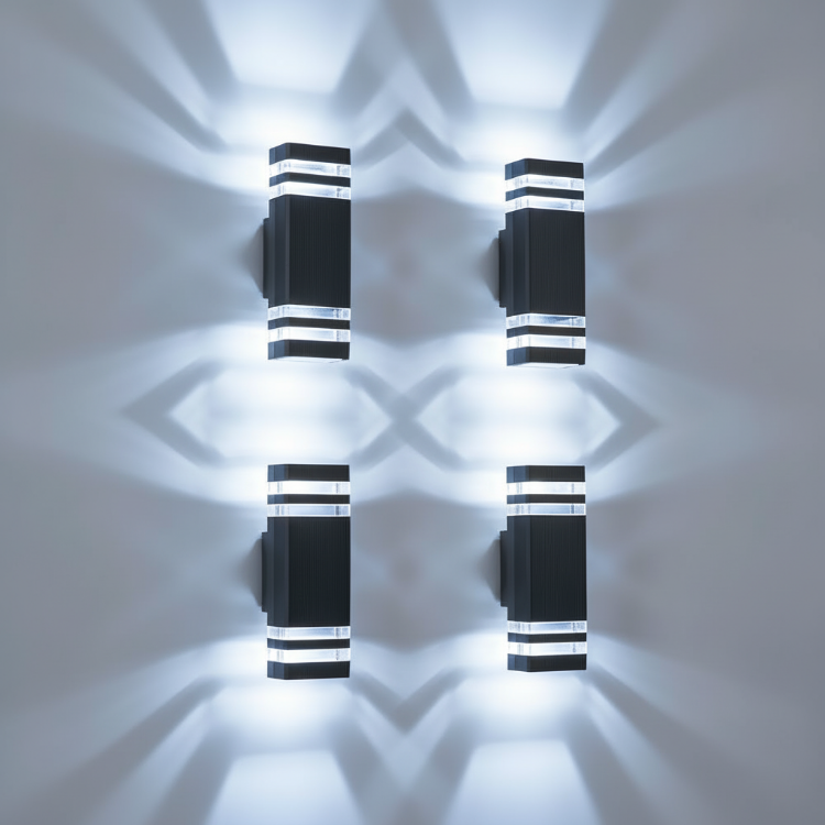 Decorative up and down lighting effect on exterior wall