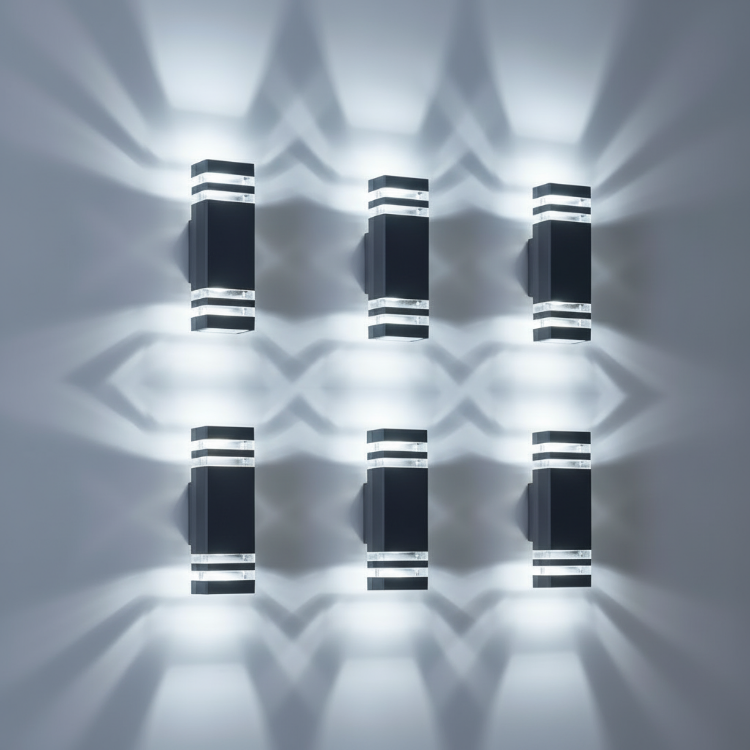 Cast aluminum outdoor wall light set with UV-resistant acrylic