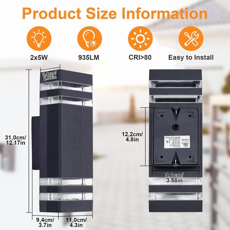 Waterproof outdoor wall lights for garden and patio installation