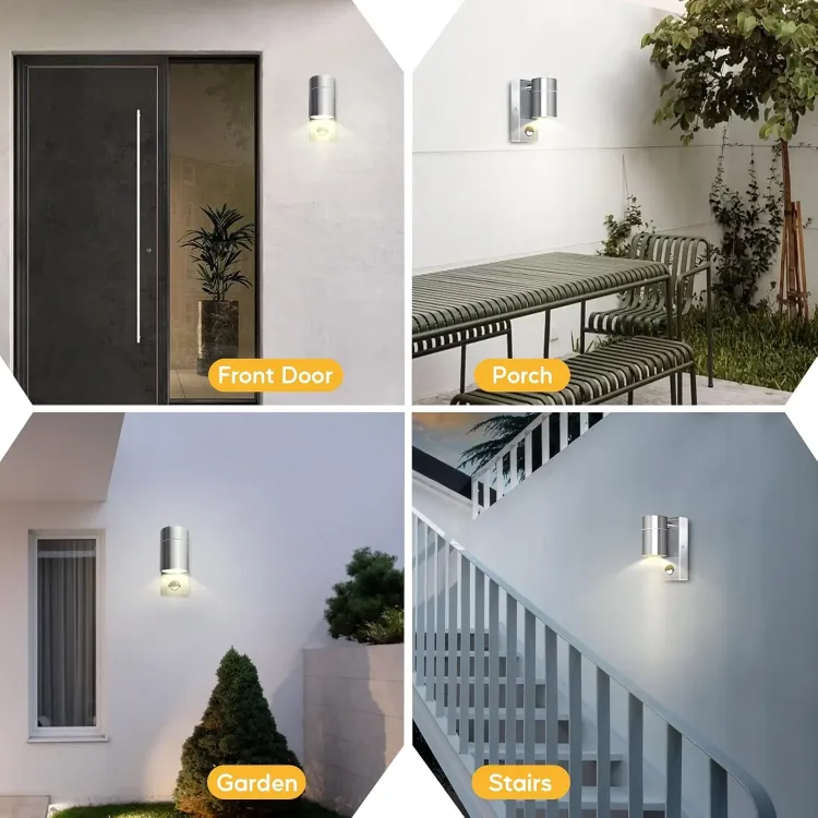 Modern stainless steel outdoor downward wall light design