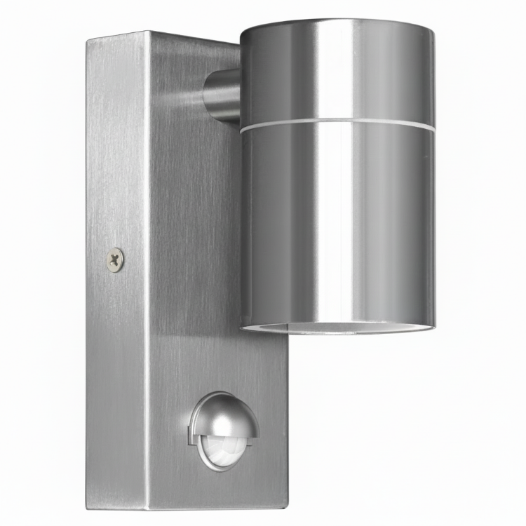 Outdoor wall light with PIR motion sensor and downward lighting