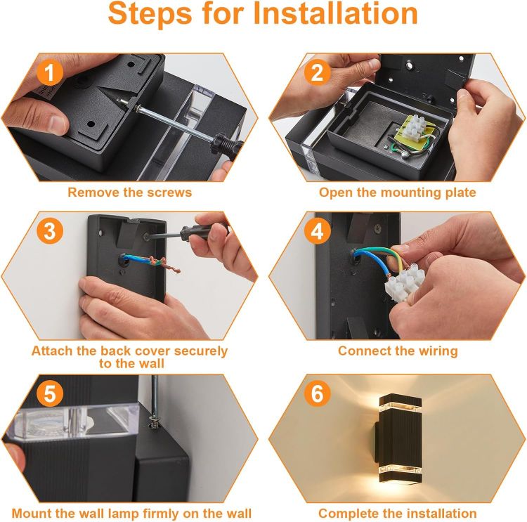 Black wall lights suitable for indoor and outdoor spaces