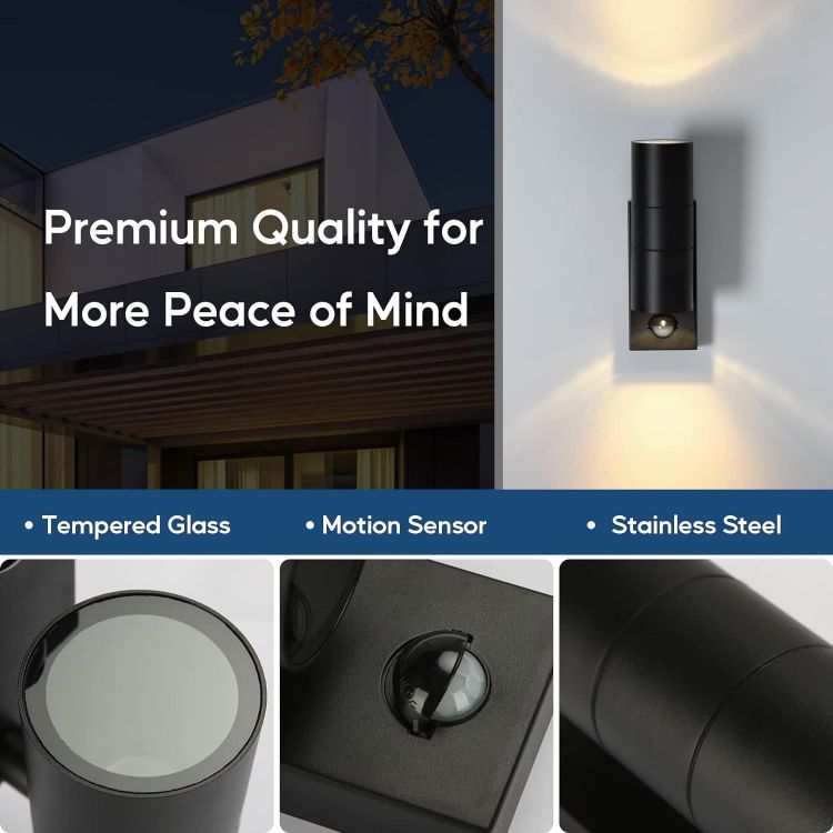 Black motion sensor wall lamp for home security