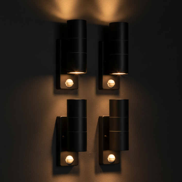 Outdoor PIR sensor wall light for front door and entry