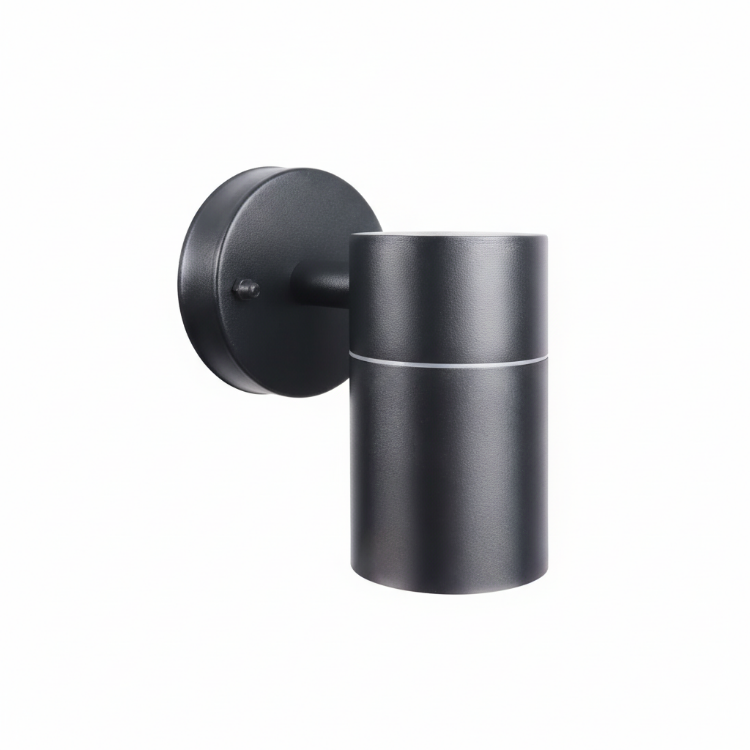 Black down-only outdoor wall light with GU10 base