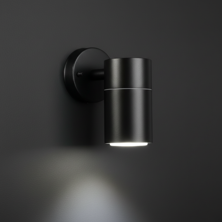 Down-only black wall light for patio, garden, or entrance lighting