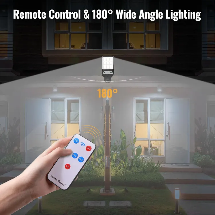 IP65 waterproof solar security light installed near patio entrance