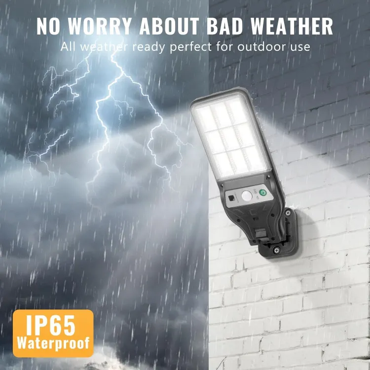 Energy-efficient COB LED solar wall light in nighttime setting