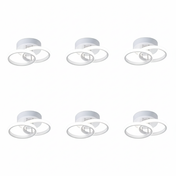 Six white modern creative ceiling lights installed indoors
