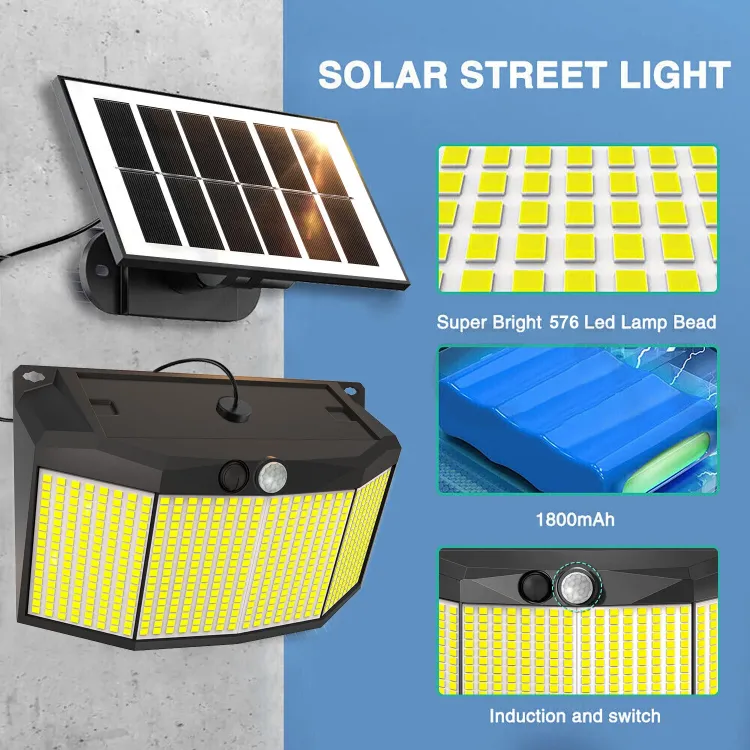 Picture of 576 LED Solar Wall Light – PIR Motion & Light Sensor, IP65 Waterproof, Outdoor Security Light