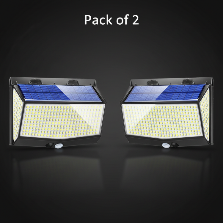 Picture of 468 LED Solar Wall Lights – PIR Motion Sensor, IP65 Waterproof, 270° Wide Angle, 2 pack