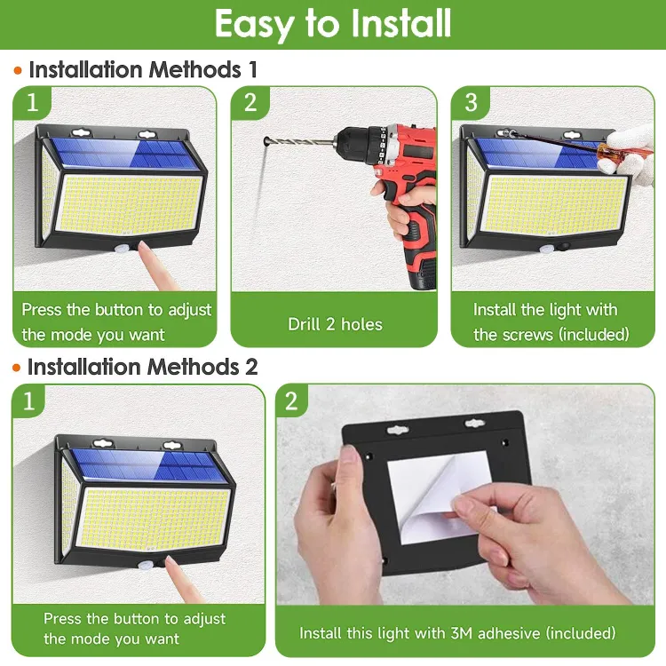 Picture of 468 LED Solar Wall Lights – PIR Motion Sensor, IP65 Waterproof, 270° Wide Angle, 2 pack