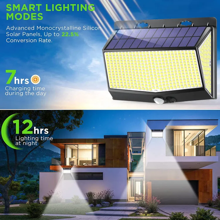 Picture of 2-Packs 468 LED Solar Powered PIR Motion Sensor Lamp Outdoor Garden Security Wall Lights