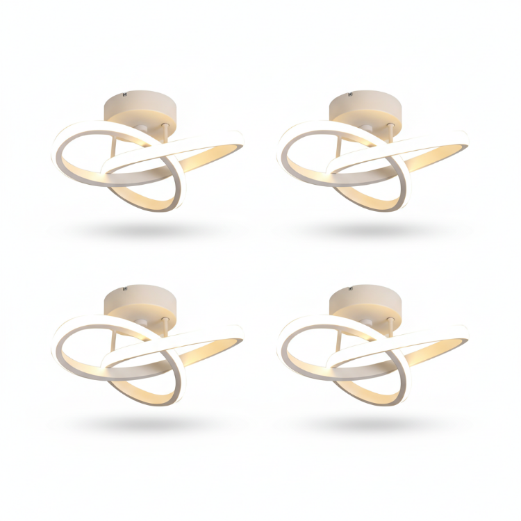 Four modern spiral LED ceiling lights for indoor use