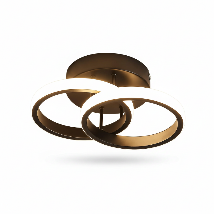 Modern LED ceiling light with two interlocking rings