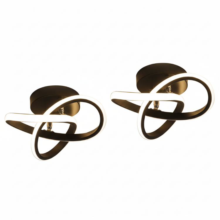 Two modern 22W LED ceiling lights with curved acrylic design