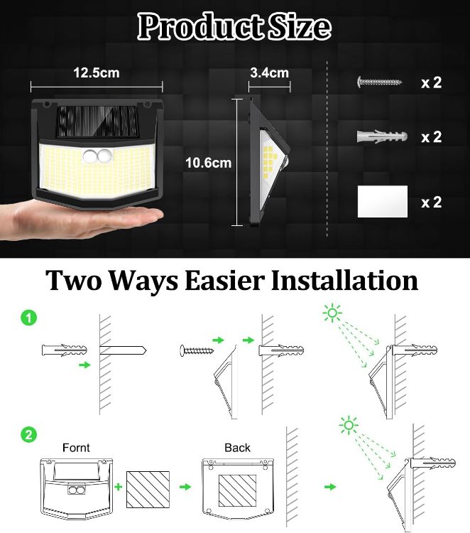 Picture of 248 LED Outdoor Security Solar  Lights – Motion Sensor, Wide Angle, 3 Lighting Modes, 2 Pack