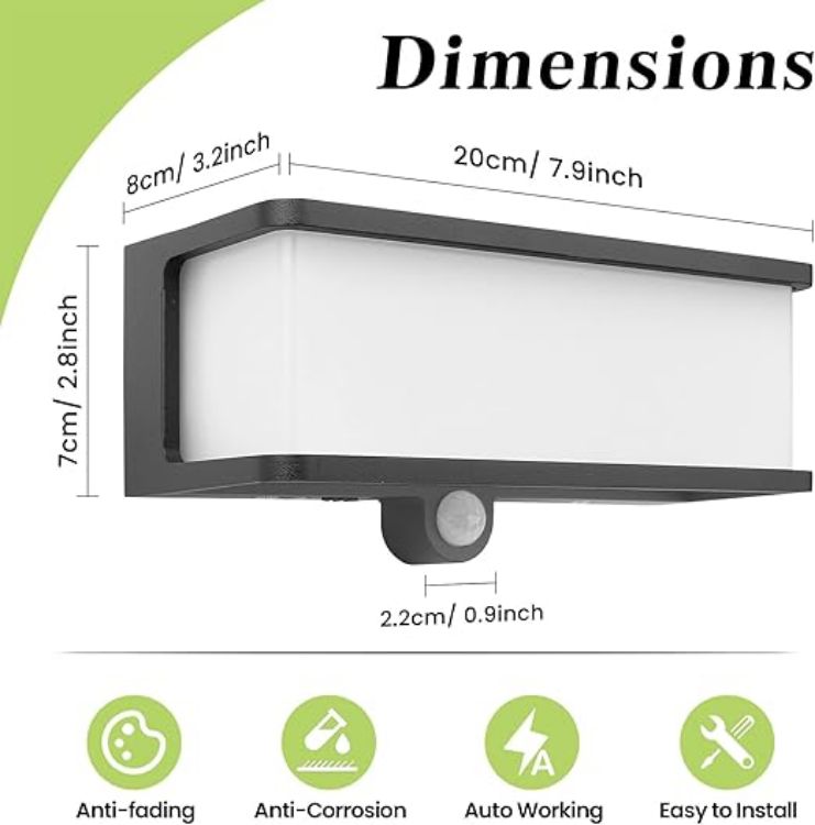 Picture of Outdoor Solar Powered Wall Light –  Motion Sensor, Aluminum Security Lamp, 3 Lighting Modes, IP54 Waterproof