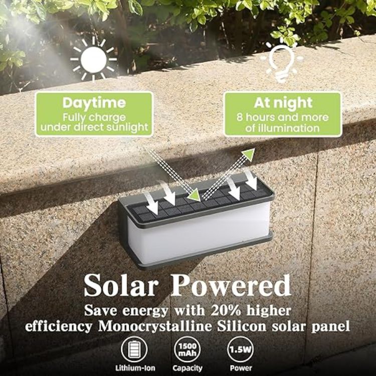 Picture of Solar Wall Light Outdoor with Motion Sensor, 3 Lighting Modes, Aluminum Bright Fence Lamp, IP54 Waterproof Outside Security Light for Garden, Yard, Porch, Patio, Deck