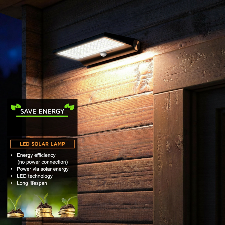 Picture of 84 LED Outdoor Solar Wall Light –  Motion Sensor, Solar Security light, 3 Colour Temperatures, IP54 Weatherproof