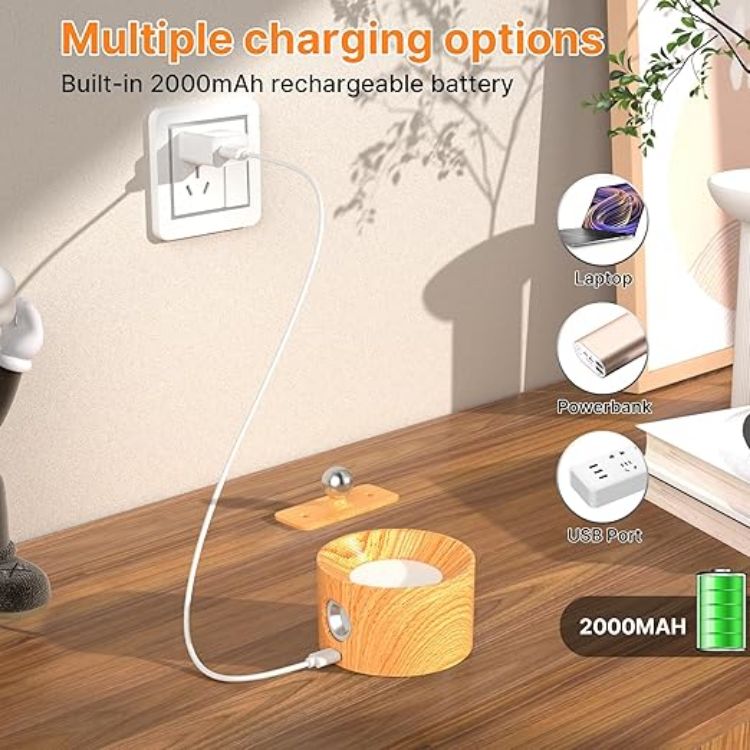 Picture of 2 Pack Rechargeable Wall Lights, 360° Rotatable Touch Control Wall Lamps, Battery Operated Wall Light, 3 Brightness Levels 3 Colour Modes, Wireless Reading Lights for Bedroom Living Room