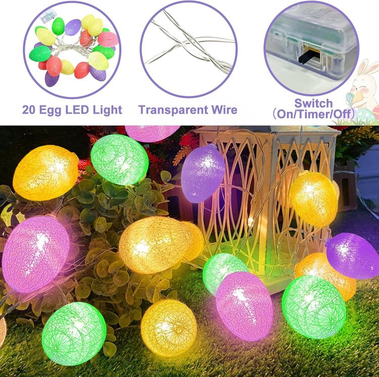 Purple, green, pink, and yellow 3D velvet Easter egg LED lights