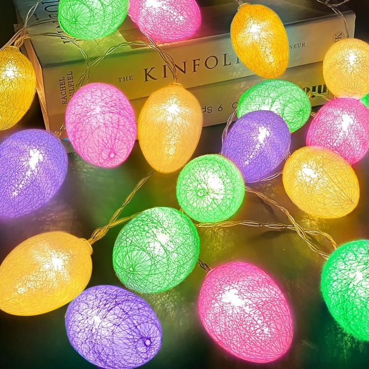 10FT 20 LED velvet Easter egg string lights on flexible transparent wire