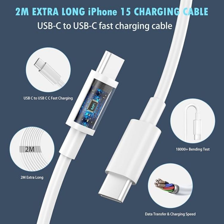 Picture of 20W Fast Charger USB C Plug and Cable, 1 Pack Type C UK Wall Phone Power Adapter USB C Lead for iPhone 17/16/15/Pro/Max/Air/Plus/iPad/Samsung S25 Ultra/S24/S23