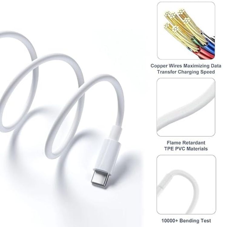 Picture of USB to Type-C Fast Charge Cable & Charging Cord –  White