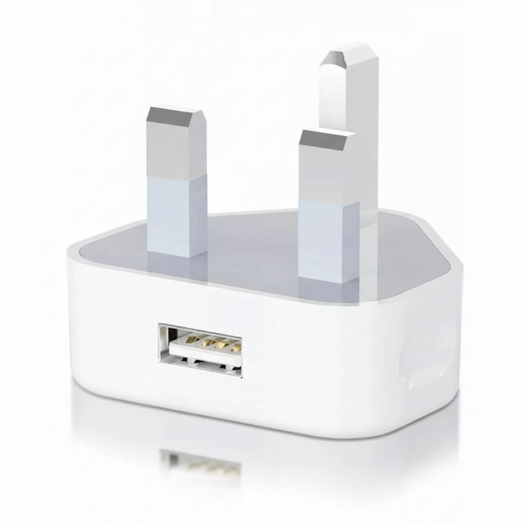 Picture of Speedy 5W USB Power Adapter – UK 3-Pin USB Mains Charger Wall Plug, White