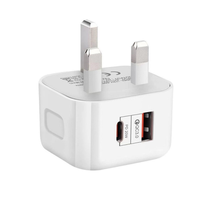 Picture of 20W Dual Port USB-C & USB-A Fast Charger with USB-C to Lightning Cable