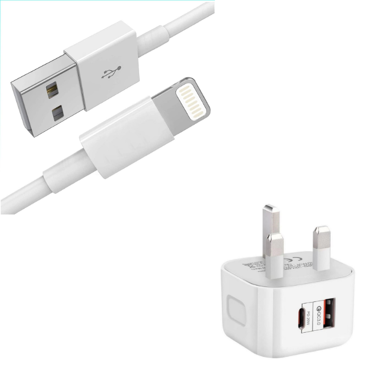 Picture of 20W Dual Port USB-C & USB-A Fast Charger with USB-C to Lightning Cable