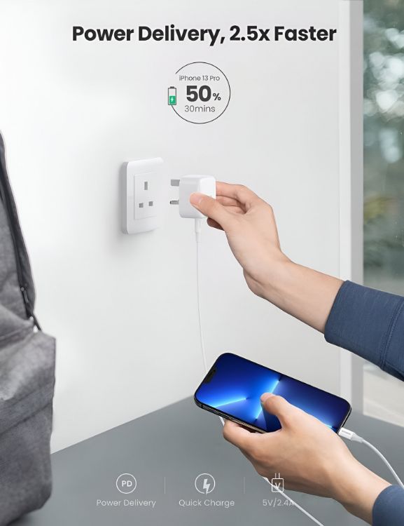 Picture of 20W USB‑C Power Adapter with Lightning Cable – Fast Charging for iPhone 