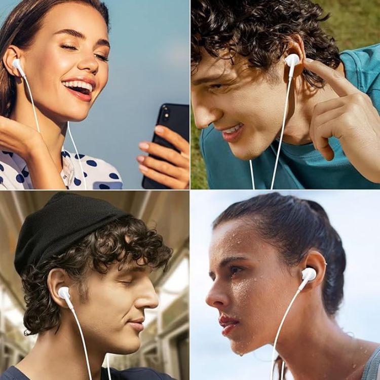 Picture of USB-C Wired Headphones with Microphone & Noise Cancelling – Stereo Earphones (White)